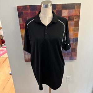 Nike Men's Black Polo with White Accents
